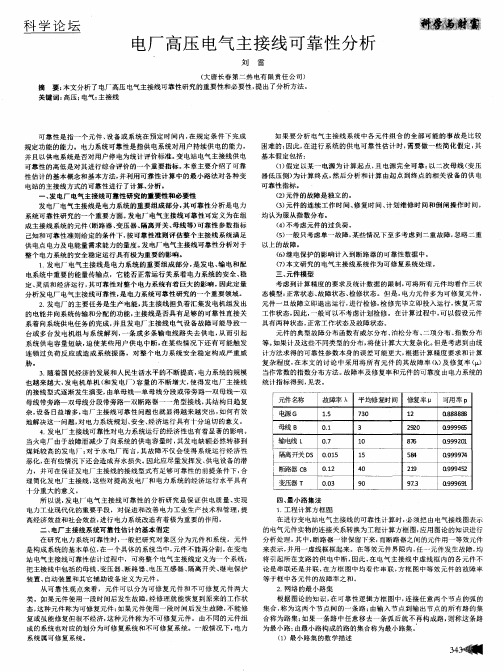 电厂高压电气主接线可靠性分析