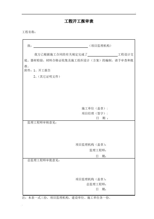 电力工程开工报告模板