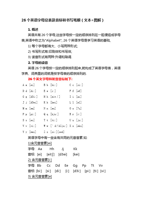 26个英语字母总表及音标和书写笔顺（文本+图解）