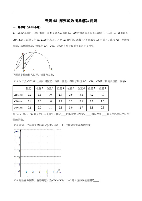 2020北京各区中考一模分类汇编-专题08 探究函数图象解决问题(答案含解析)