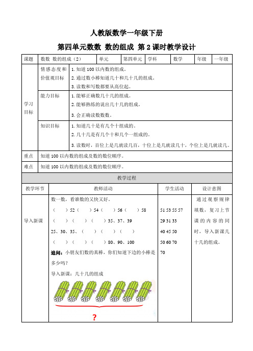 人教版一年级数学下册：第四单元数数数的组成第二课时例2例3教案教学设计说课