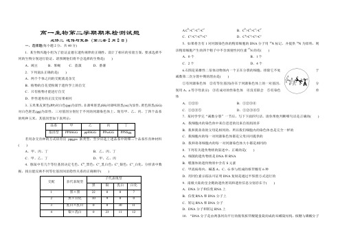 高一下学期生物暑假作业