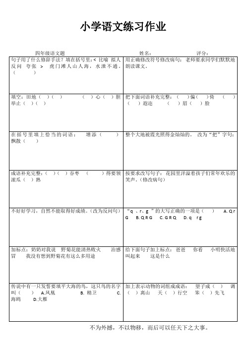 小学四年级语文每日一练I (9)