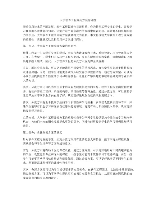 大学软件工程分流方案有哪些