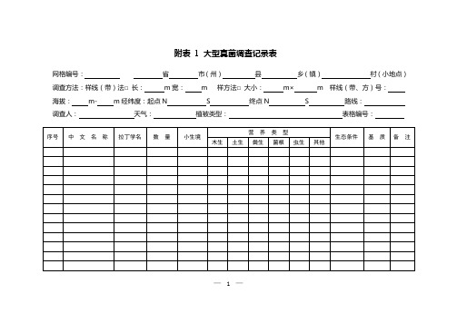 野生大型真菌物种资源调查  附表1——附表5