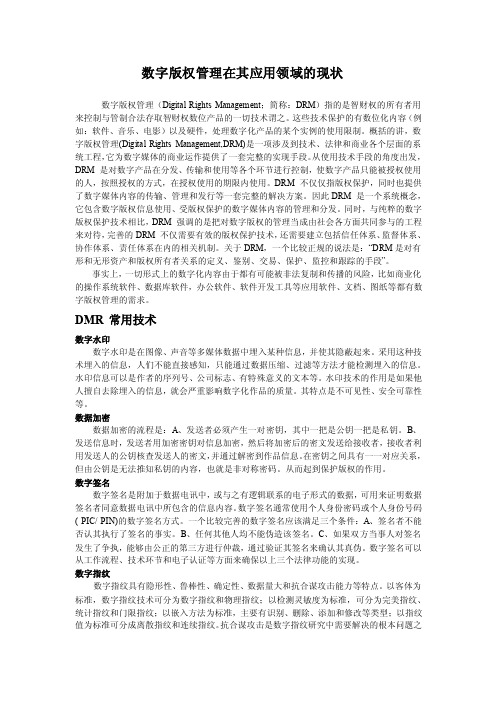 数字版权管理在其应用领域的现状