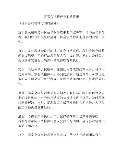 落实会议精神方面的措施