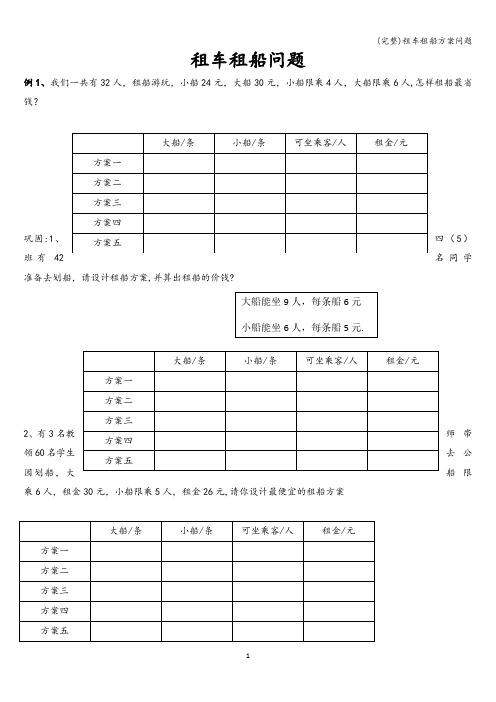 (完整)租车租船方案问题