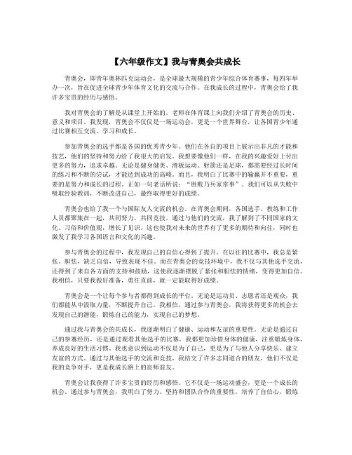 【六年级作文】我与青奥会共成长