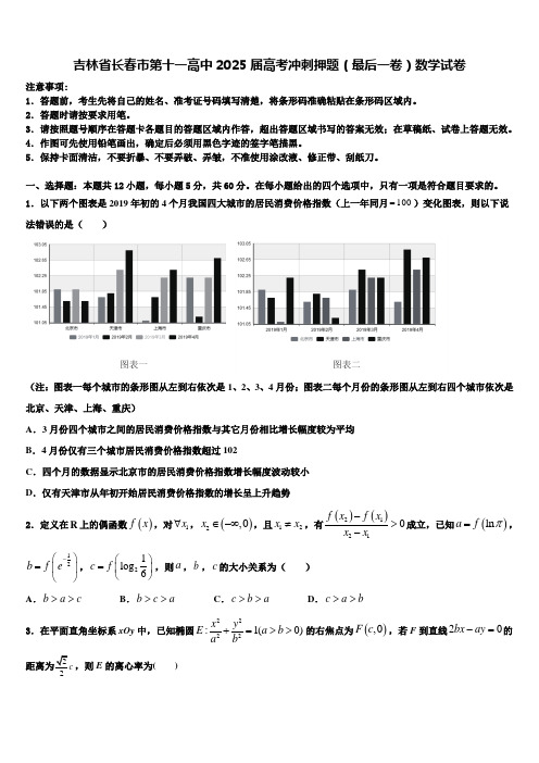 吉林省长春市第十一高中2025届高考冲刺押题(最后一卷)数学试卷含解析