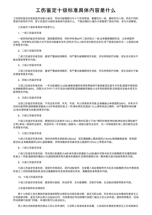 工伤鉴定十级标准具体内容是什么