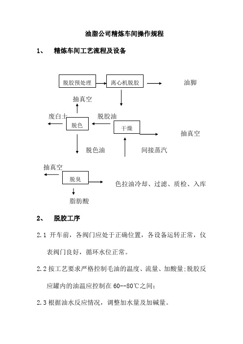 油脂公司精炼车间操作规程