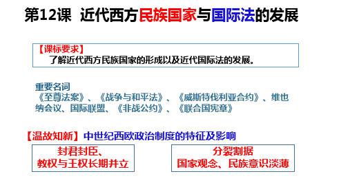 第12课近代西方民族国家与国际法的发展高二上学期历史统编版(2019)选择性必修1