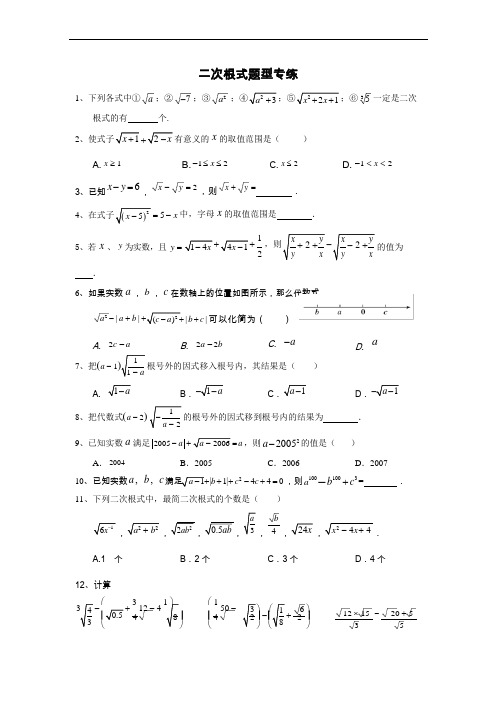 (完整版)初中数学二次根式专项练习(可编辑修改word版)