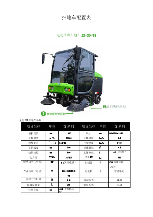 扫地车配置表