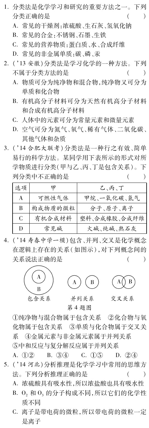 【最新】安徽中考面对面届中考化学总复习 专题一 化学思想方法的应用pdf