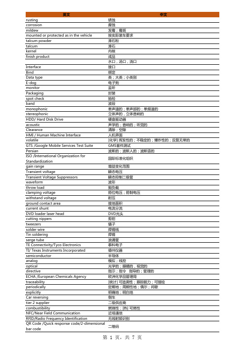 汽车导航AVN主机专业术语中英文对照