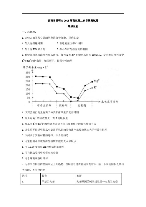 统测理综生物试题 含答案