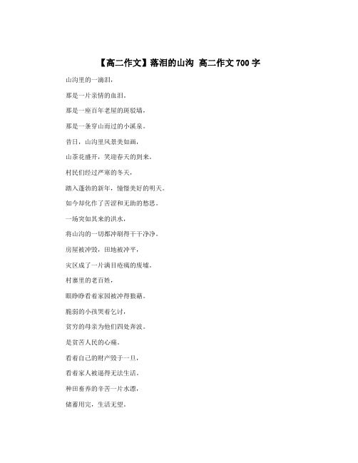 【高二作文】落泪的山沟 高二作文700字