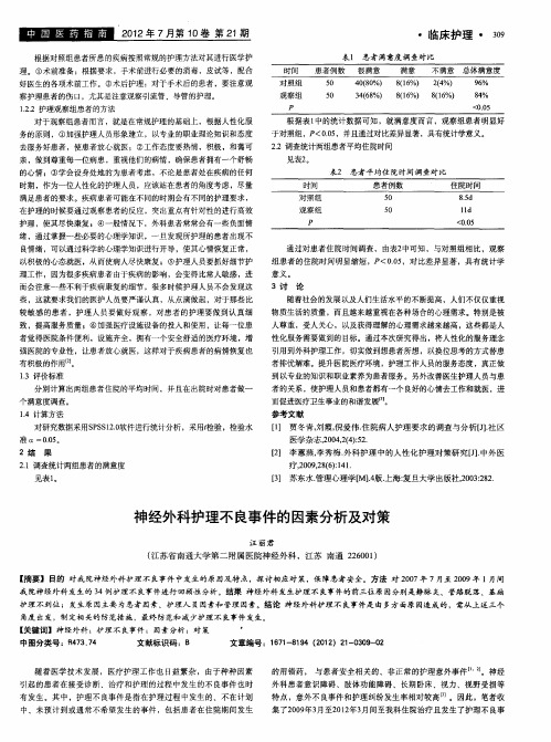 神经外科护理不良事件的因素分析及对策