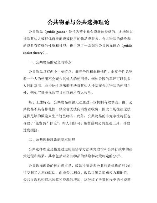 公共物品与公共选择理论