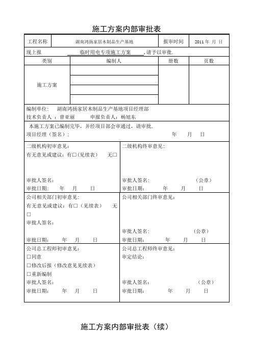 施工方案内部审批表