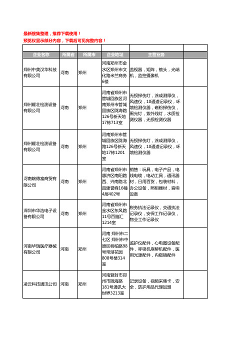 新版河南省郑州记录设备工商企业公司商家名录名单联系方式大全20家