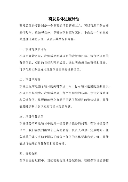 研发总体进度计划