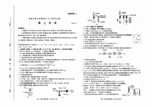 新高考五省百校联盟2021届高三上学期12月份联考化学试卷