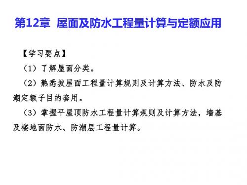 房屋建筑与装饰工程计量与定额应用第12章  屋面及防水工程量计算与定额应用