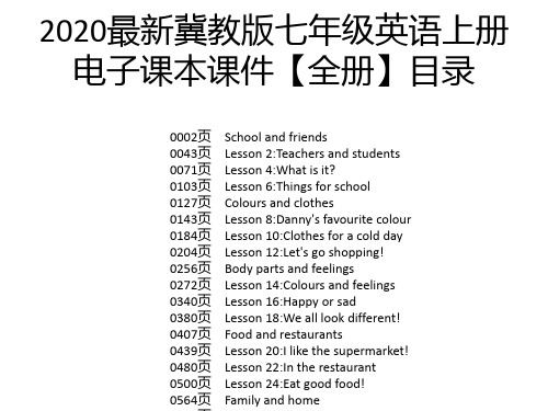 2020最新冀教版七年级英语上册电子课本课件【全册】