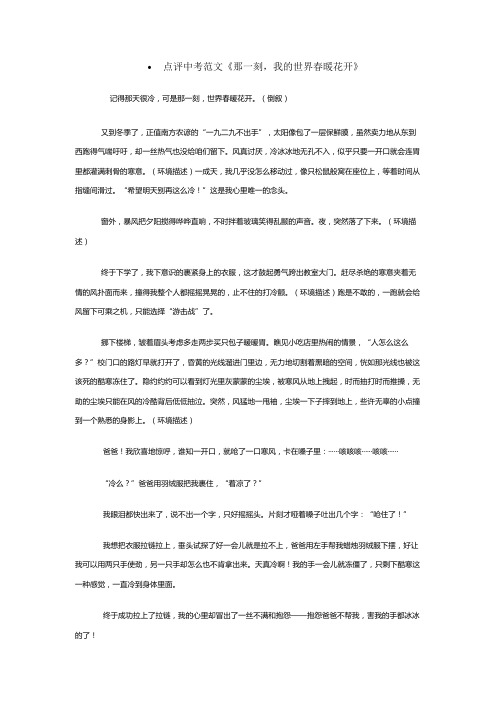 2021年江苏南通中考满分作文那一刻我的世界春暖花开(5篇)