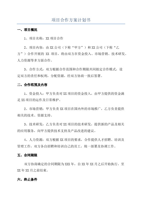 项目合作方案计划书