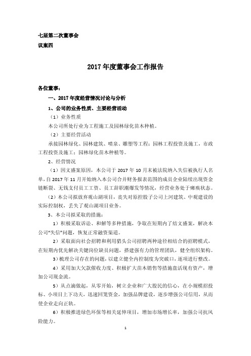 2017年度董事会工作报告