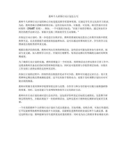 教师个人研修行动计划怎么写