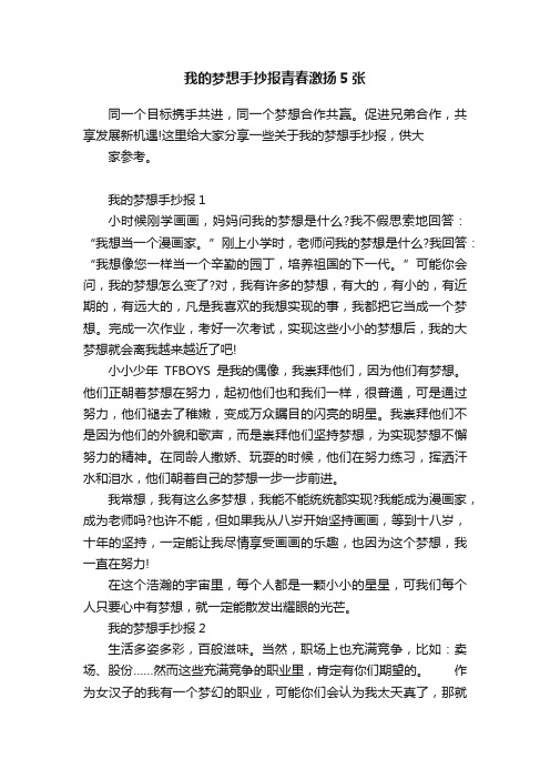 我的梦想手抄报青春激扬5张