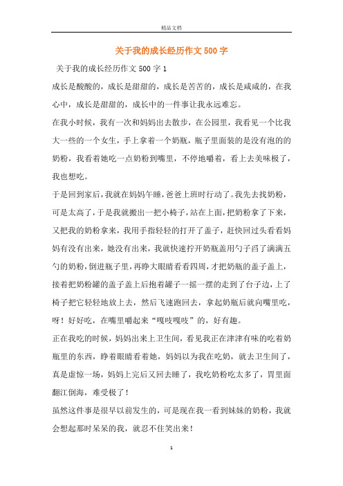 关于我的成长经历作文500字