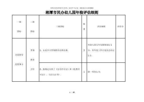 【精品】湘潭市民办幼儿园年检评估细则