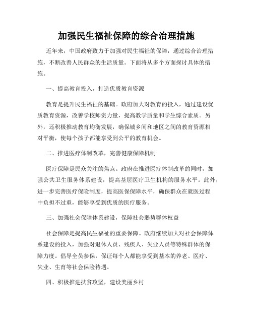 加强民生福祉保障的综合治理措施