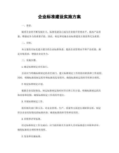 企业标准建设实施方案