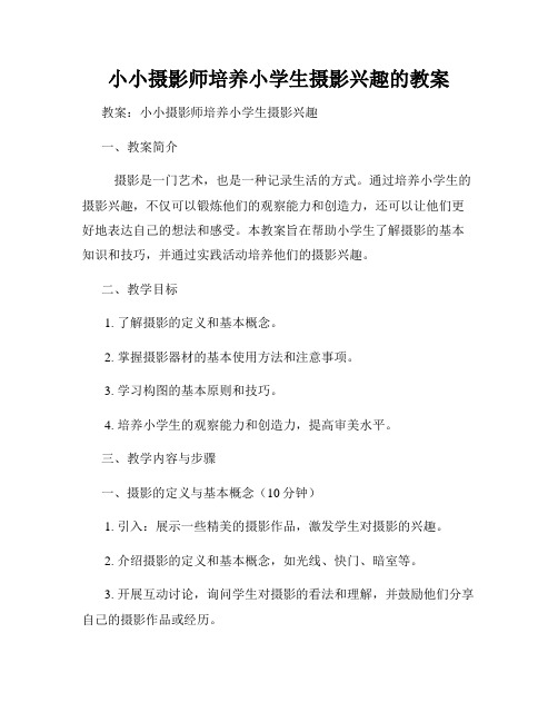 小小摄影师培养小学生摄影兴趣的教案