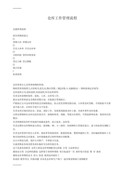 (整理)仓库工作管理流程