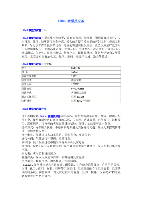 100ml微型反应釜