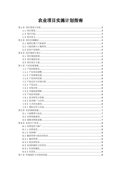 农业项目实施计划指南