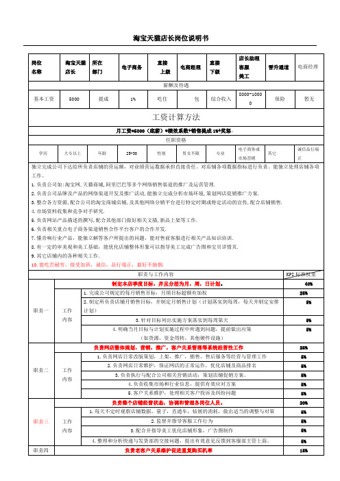 淘宝天猫店长岗位说明书