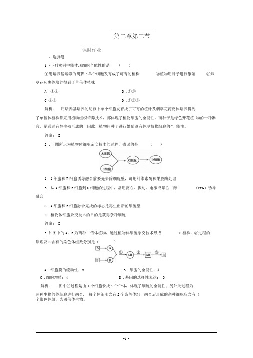 苏教版选修3植物细胞工程的应用作业