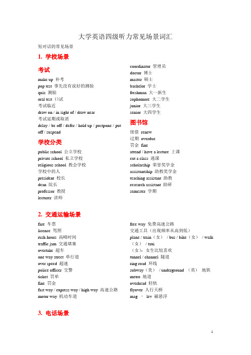 大学英语四级听力常见10场景词汇