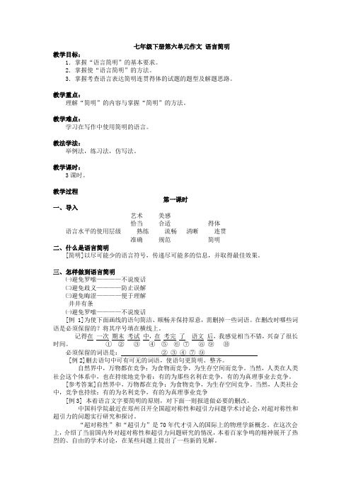 七年级语文下《第六单元   写作 语言简明》优质课教学设计_114