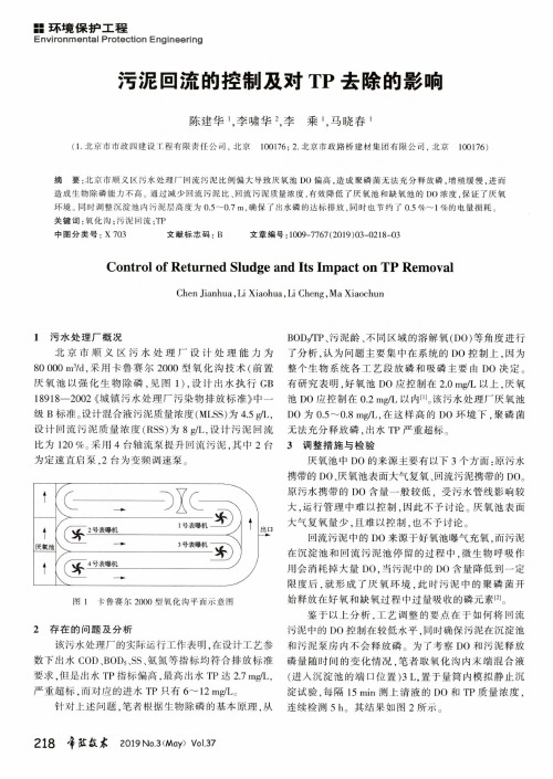 污泥回流的控制及对TP去除的影响