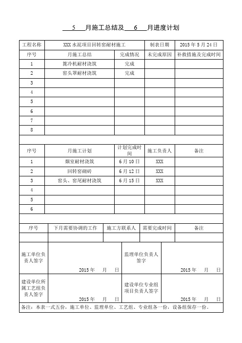 施工总结及进度计划